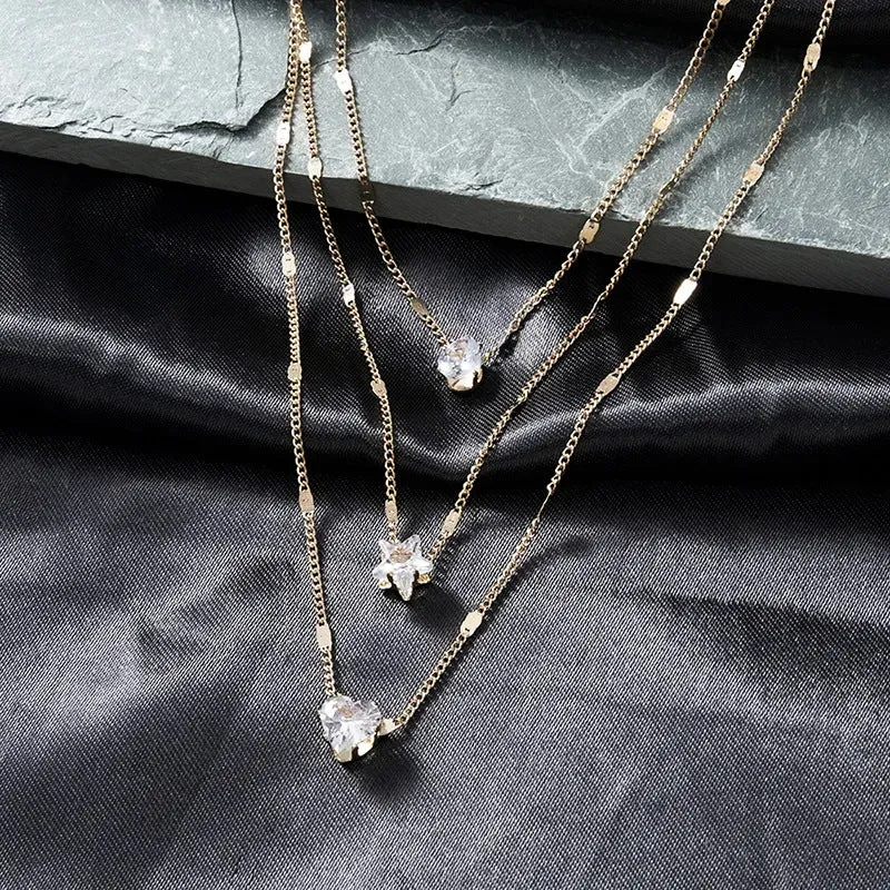 XN012 - Multi-layer zircon pendant necklace