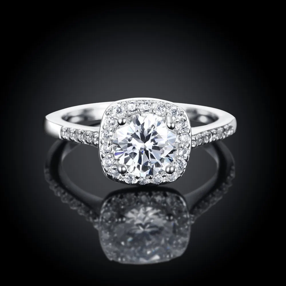 Yellow Chimes A5 Grade Crystal Royal Square Ring for Women and Girls