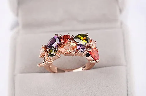 Yellow Chimes Rings for WomenBeautiful Multicolor Ring Swiss Zircon Crystal Studded Ring for Women and Girls. RG 5 7