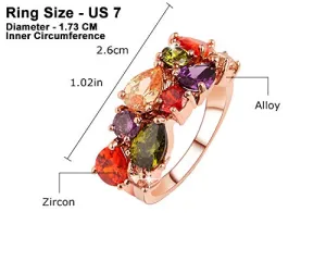 Yellow Chimes Rings for WomenBeautiful Multicolor Ring Swiss Zircon Crystal Studded Ring for Women and Girls. RG 5 7