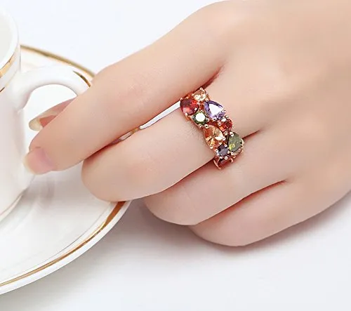 Yellow Chimes Rings for WomenBeautiful Multicolor Ring Swiss Zircon Crystal Studded Ring for Women and Girls. RG 5 7