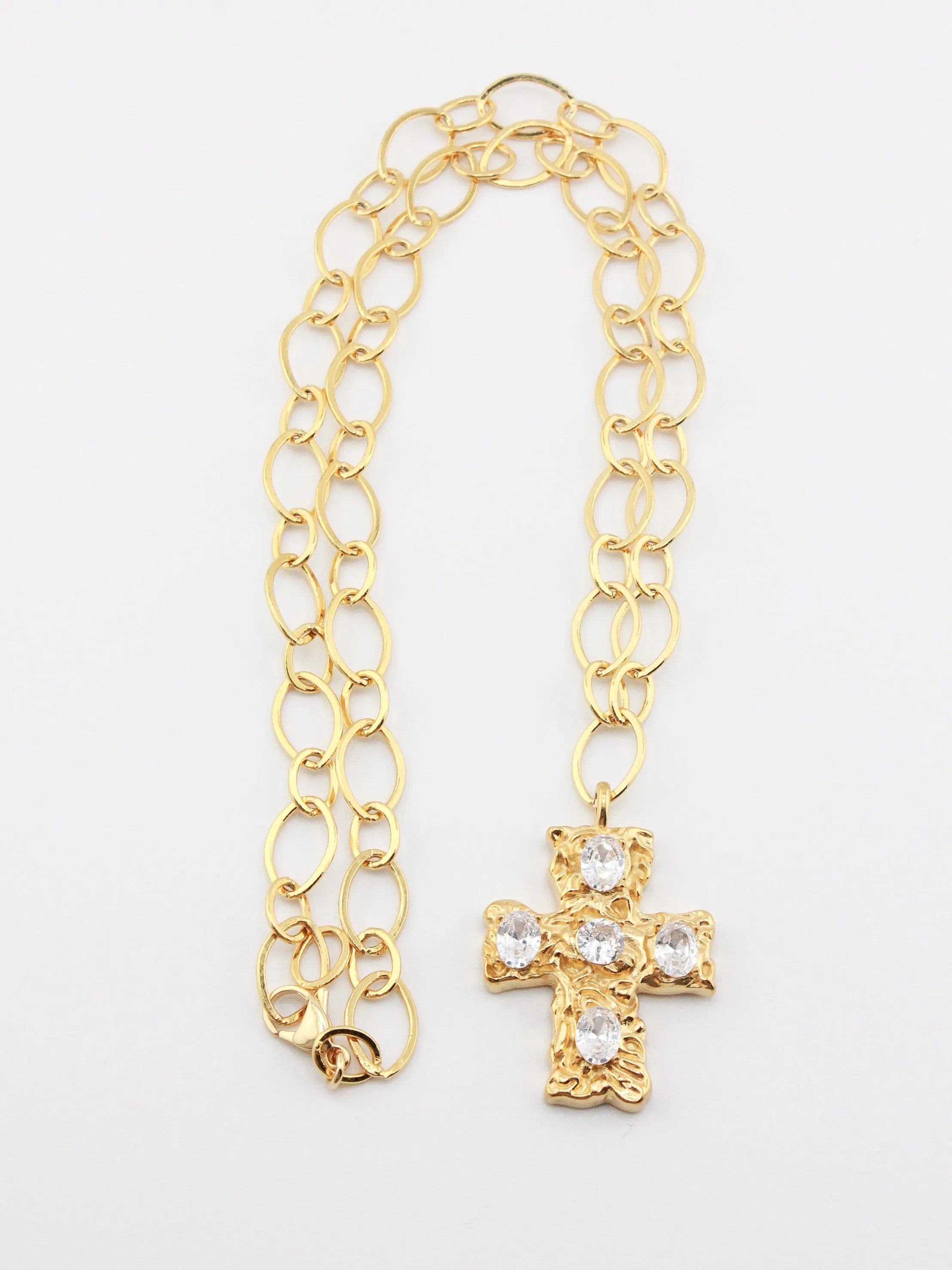 Zircon Cross Oval Chain