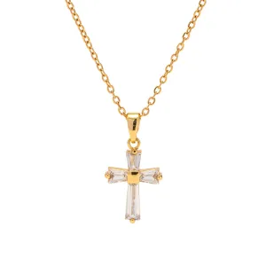Zircon Dainty Cross Necklace