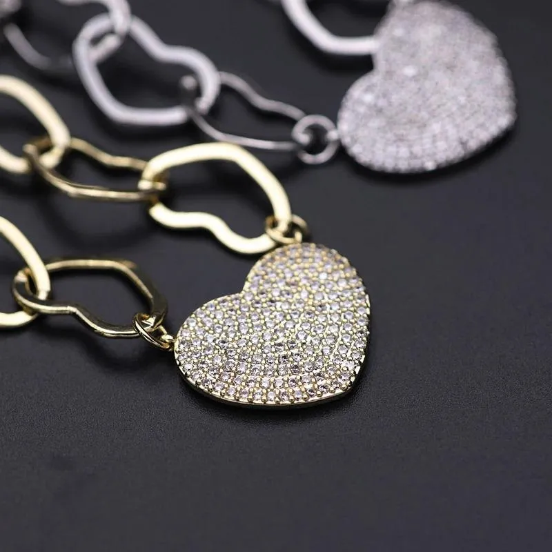 Zircon Filled Love Heart Choker Necklace