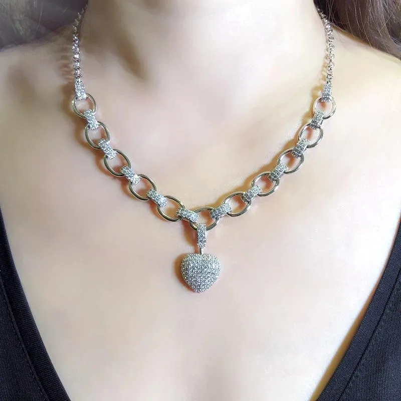 Zircon Filled Love Heart Choker Necklace