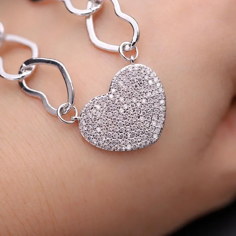 Zircon Filled Love Heart Choker Necklace