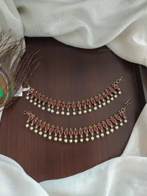Zircon Matil with Pearl Drops – Mehandhi Finish