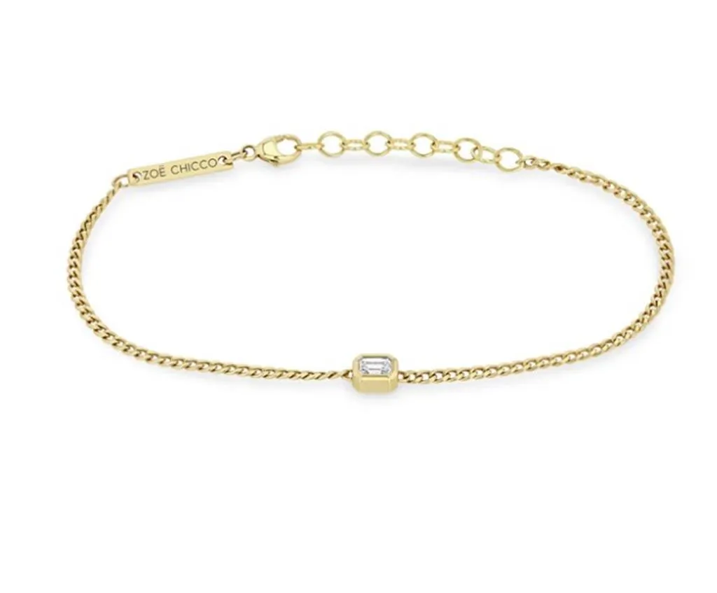 Zoe Chicco 14k Yellow Gold Bezel Set Emerald Cut Diamond Bracelet - .46cttw