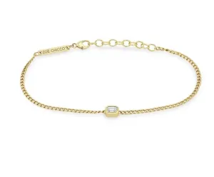 Zoe Chicco 14k Yellow Gold Bezel Set Emerald Cut Diamond Bracelet - .46cttw